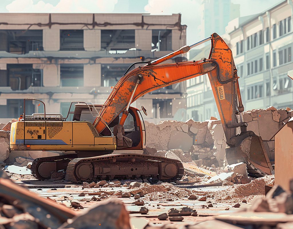 yellow-excavator-is-pile-rubble